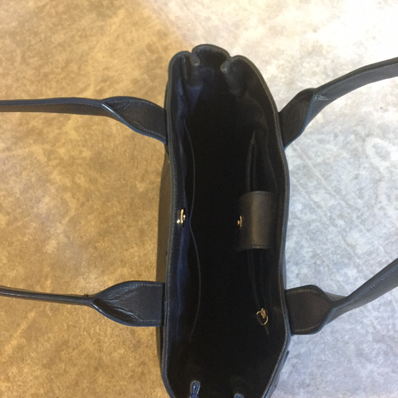 Cole Haan Leather Tote Navy/Black - Picture 5 of 8